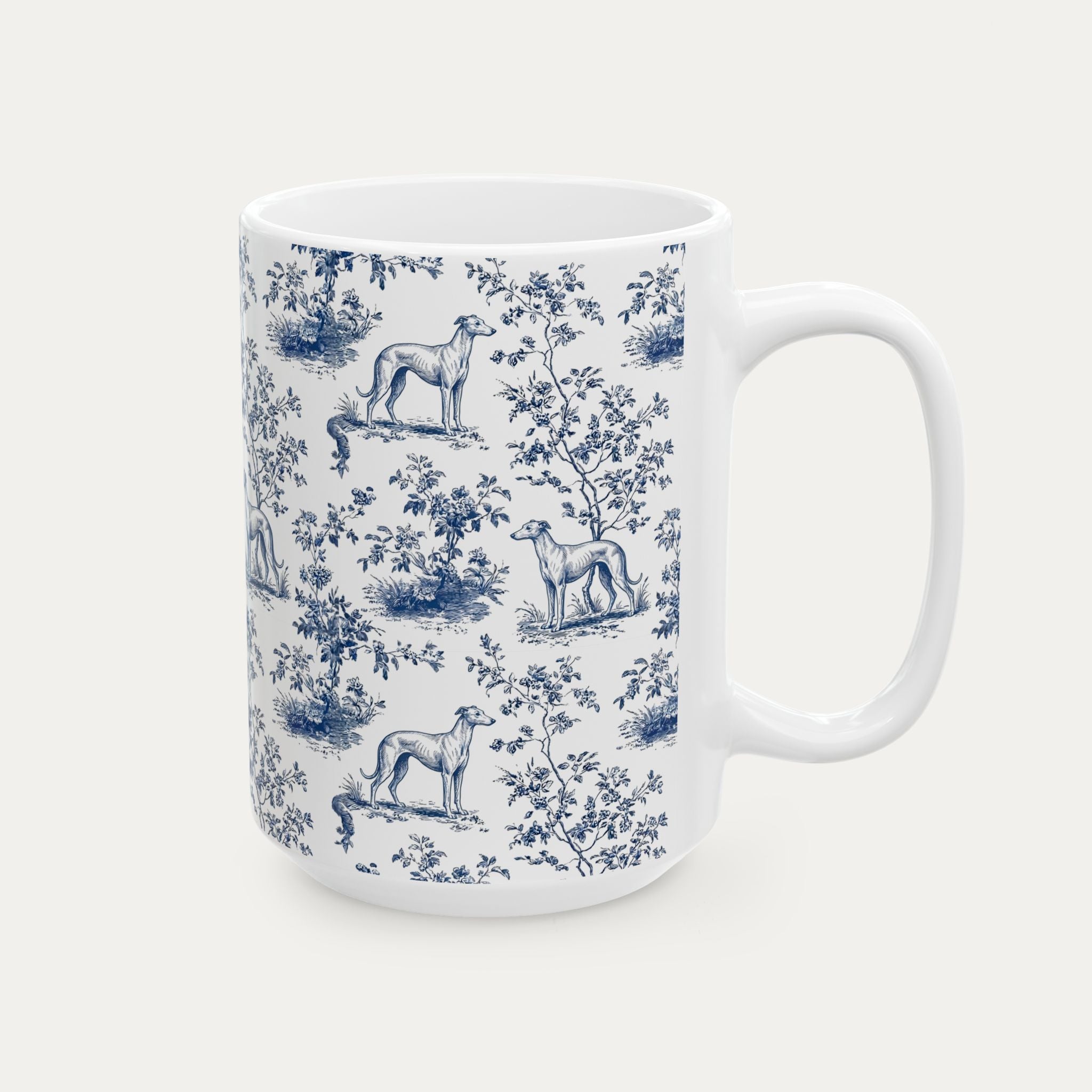 Whippet Blue Toile Mug