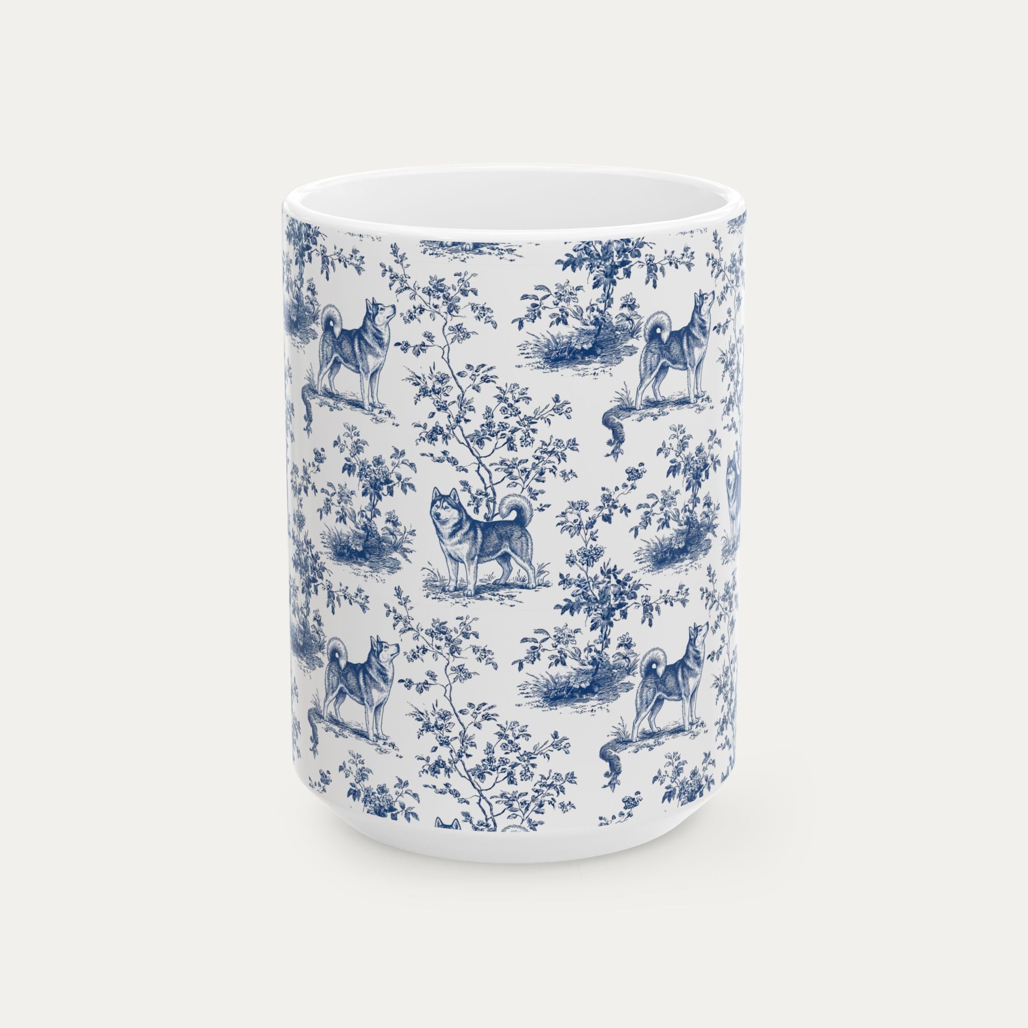 Husky Blue Toile Mug