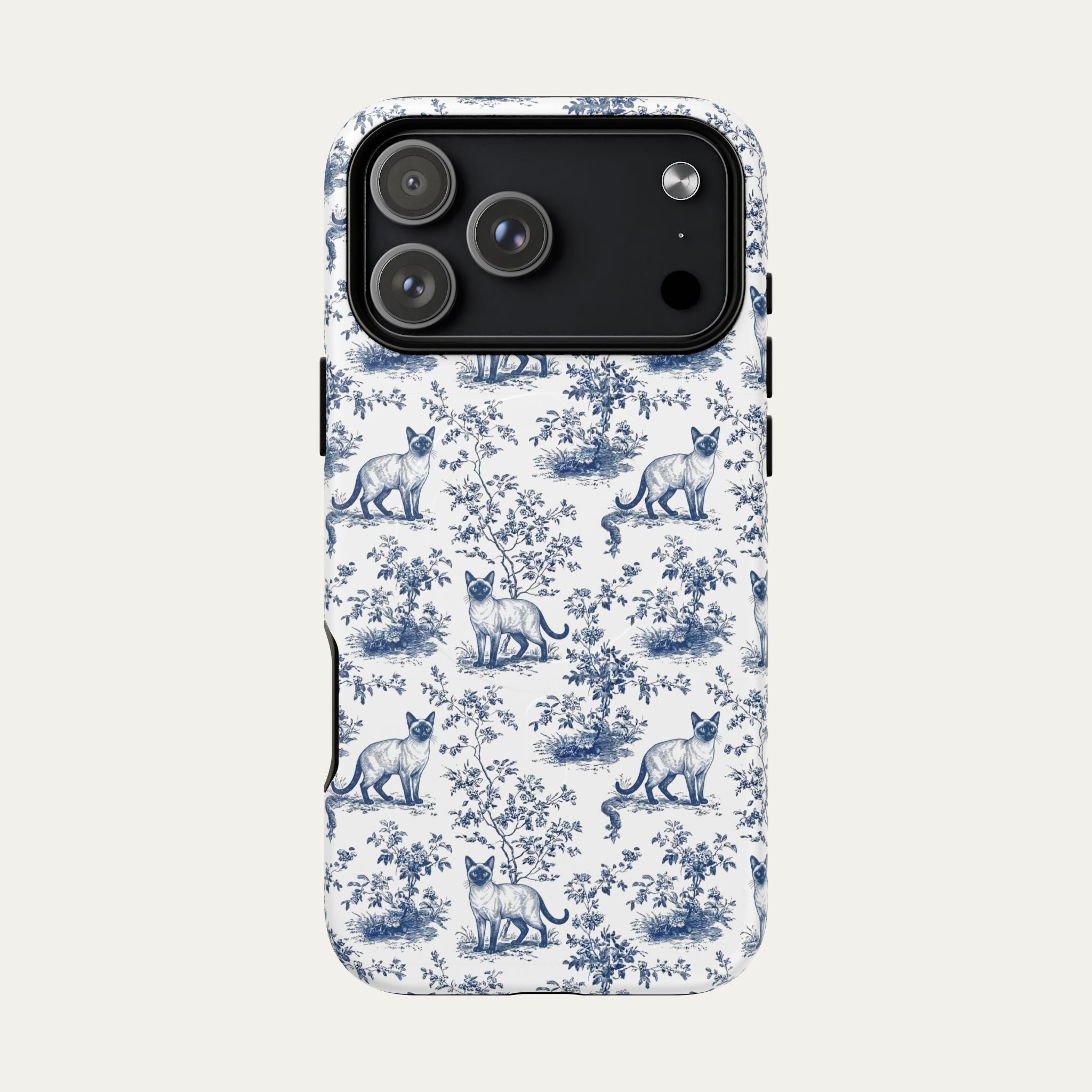 Cat Blue Toile Phone Case
