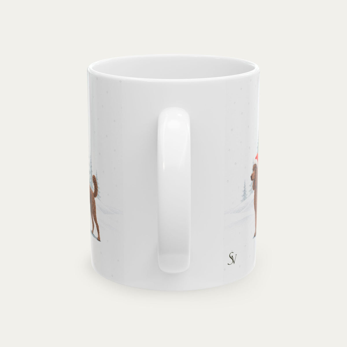 Custom Poodle Brown Christmas Santa Hat Mug