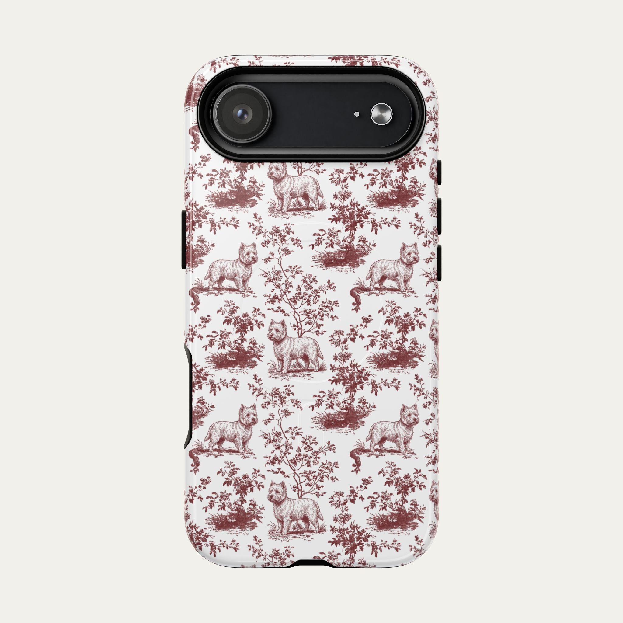 Westie Burgundy Toile phone Case