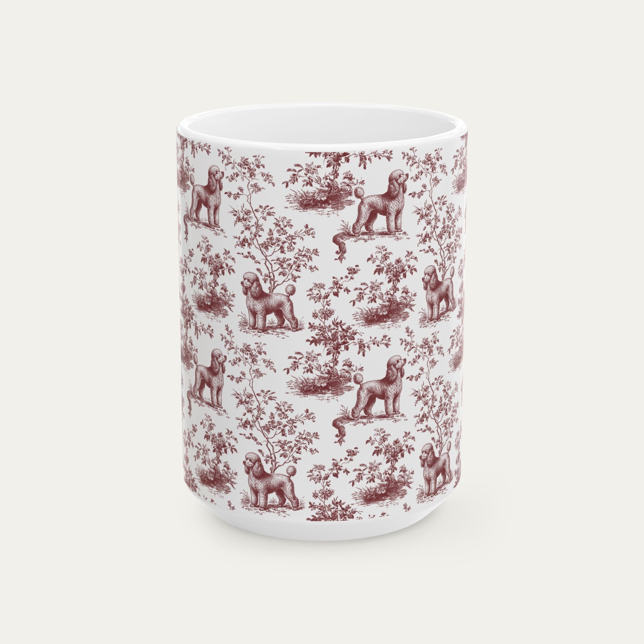 Poodle Burgundy Toile Mug