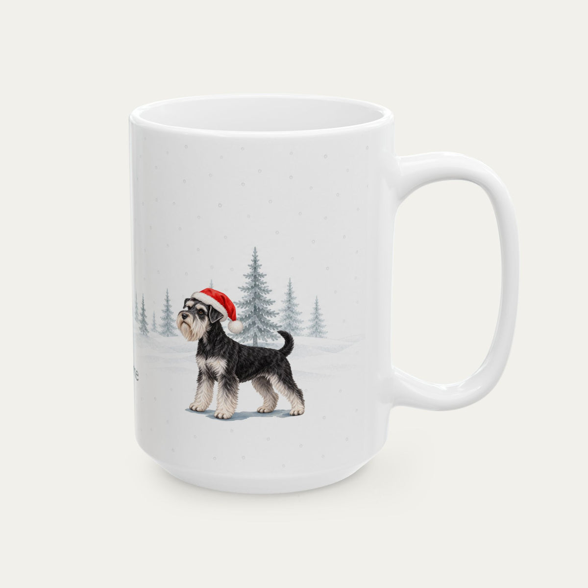 Custom Miniature Schnauzer Black and Silver  Christmas Santa Hat Mug