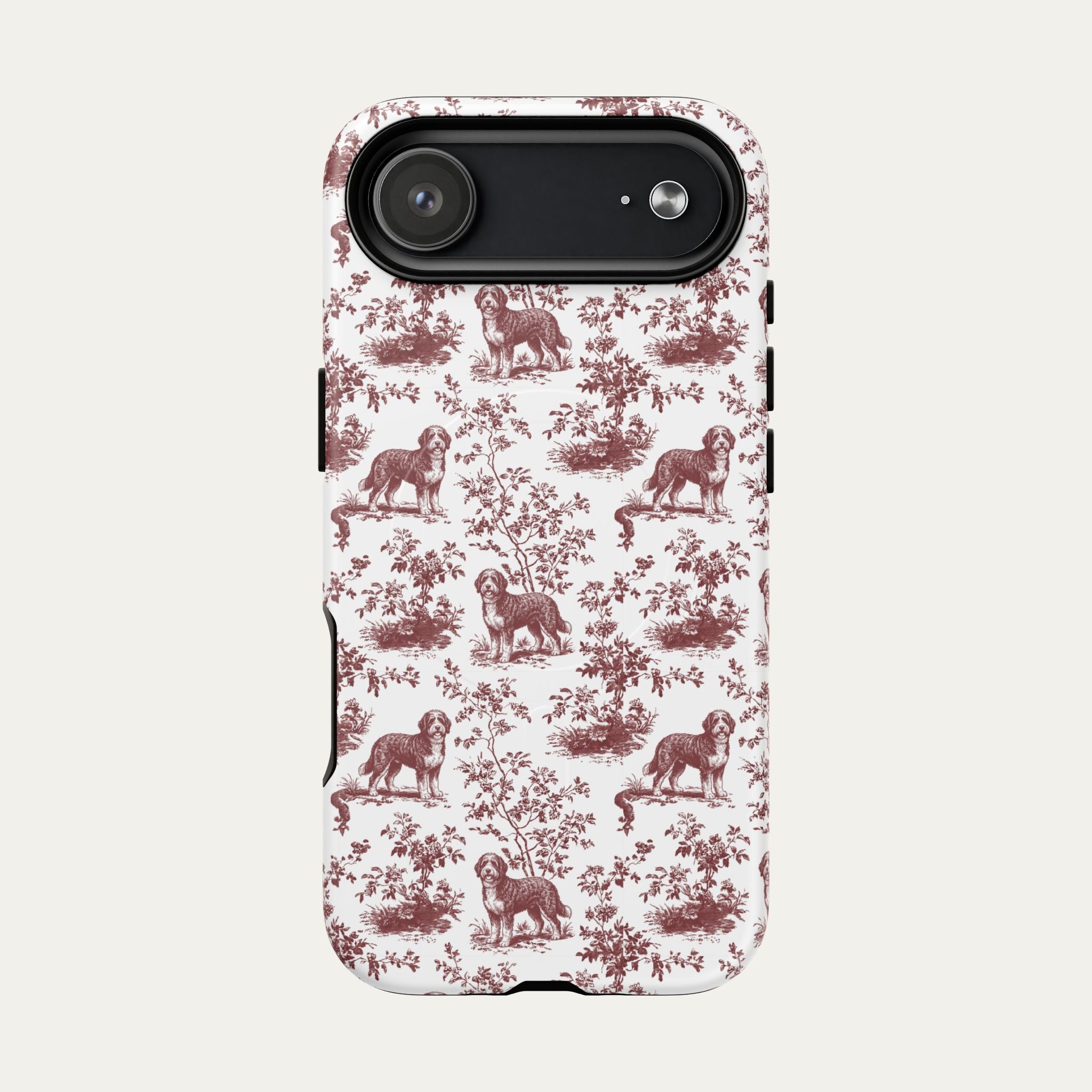 Bernedoodle Burgundy Toile phone Case