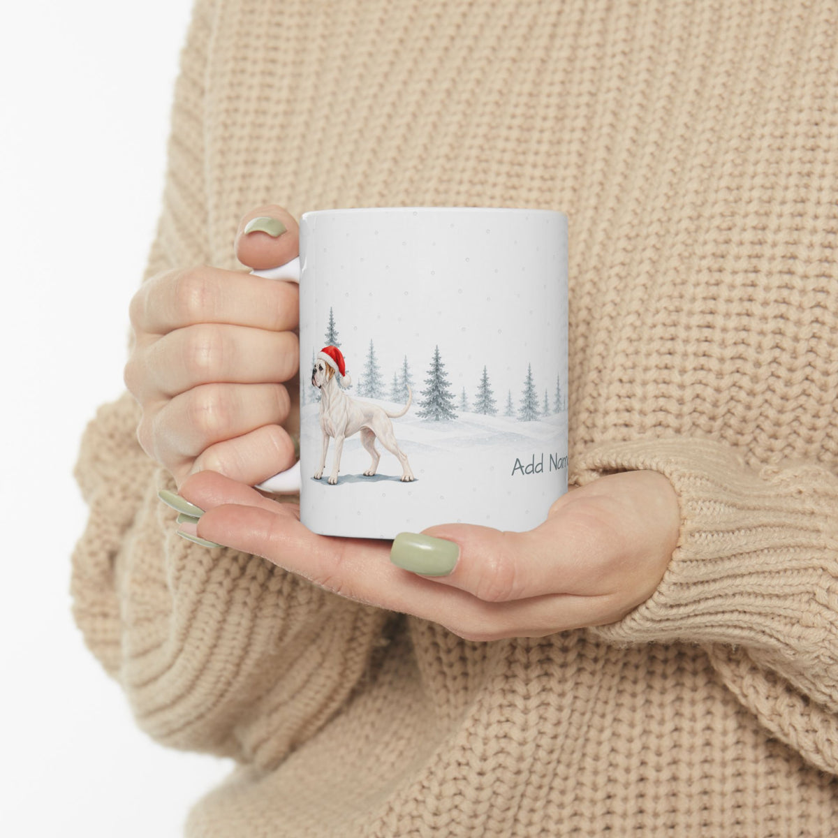 Custom Boxer  White  Christmas Santa Hat Mug