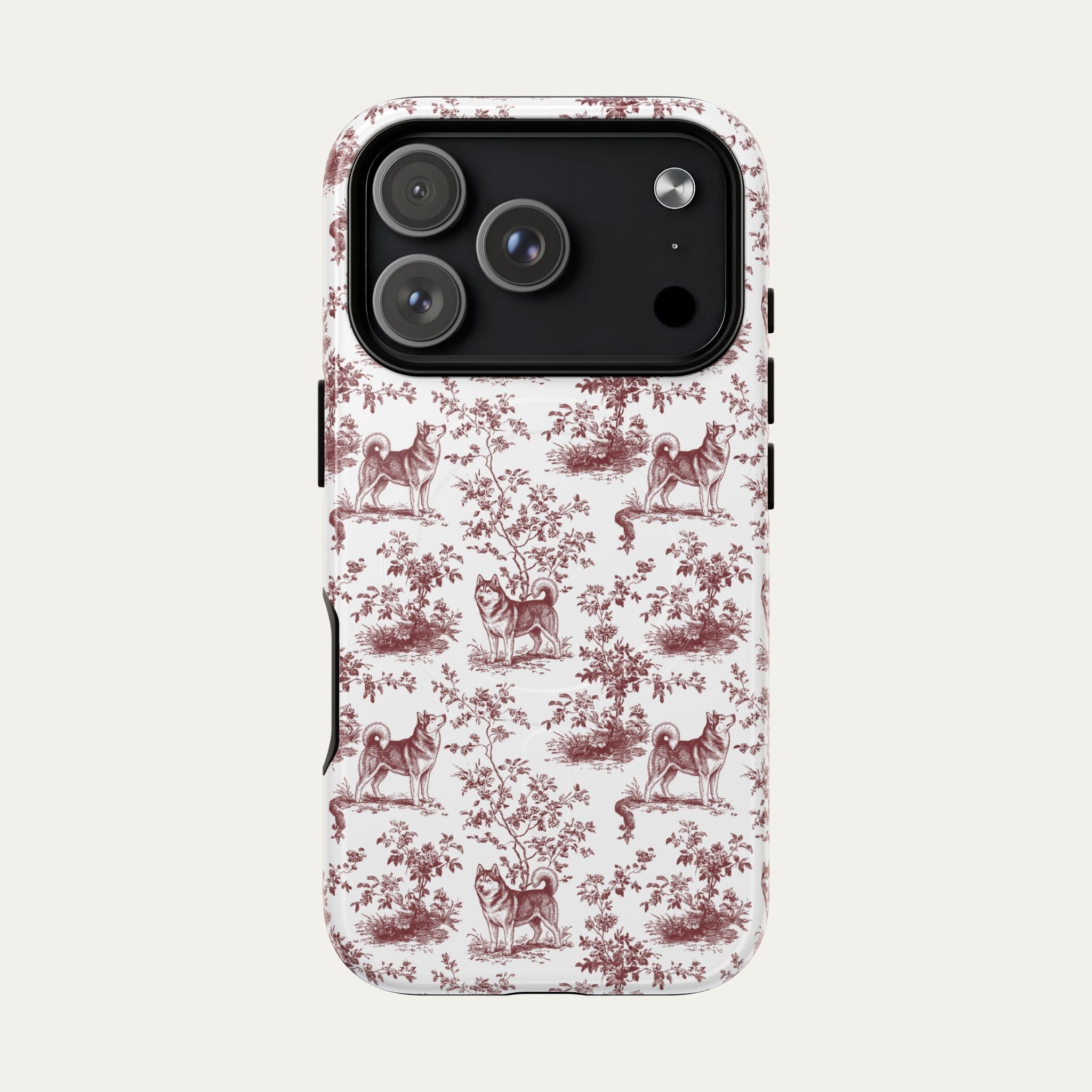 Husky Burgundy Toile phone Case
