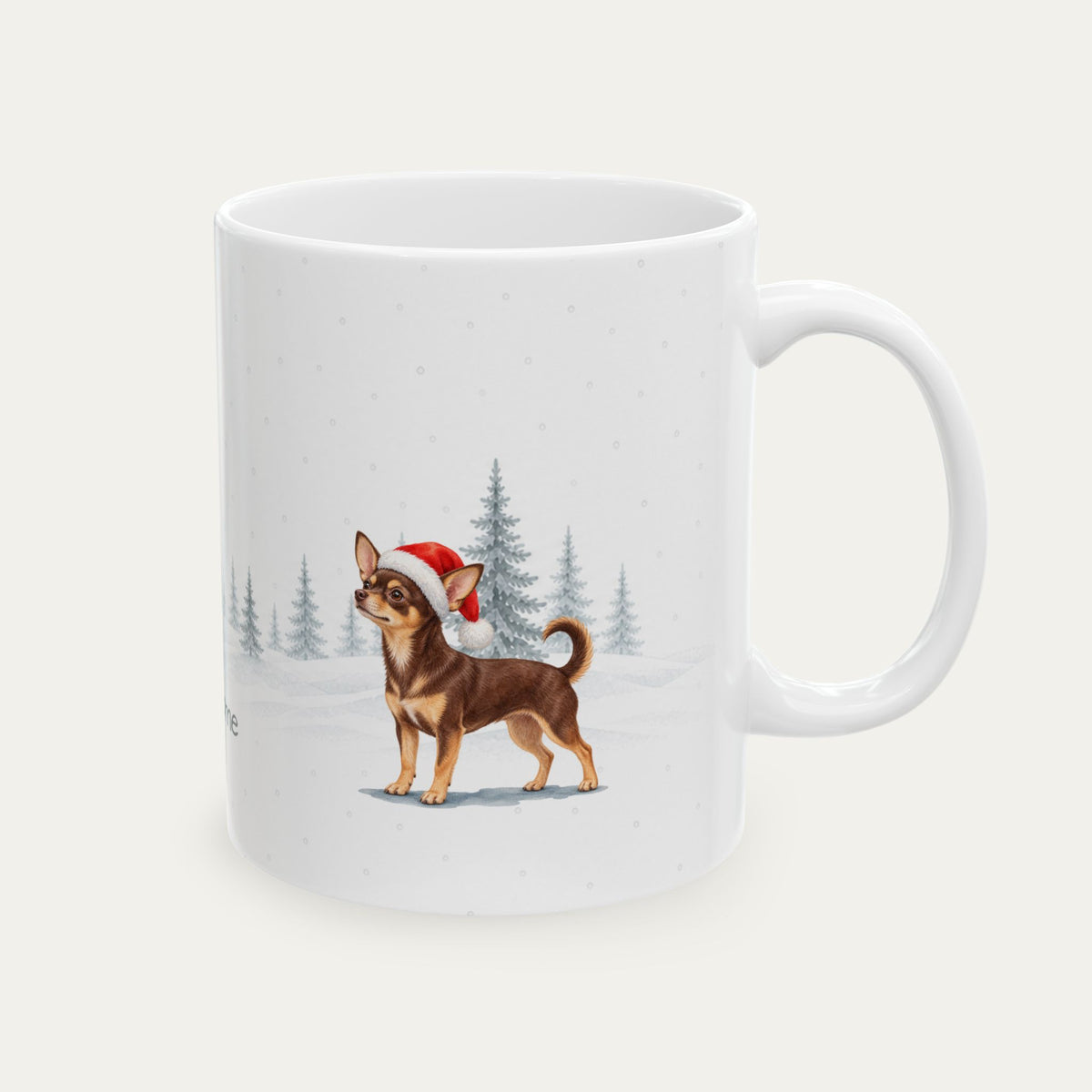 Custom Chihuahua Chocolate and Tan  Christmas Santa Hat Mug