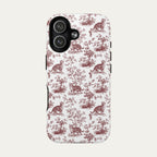 Tabby Cat Burgundy Toile phone Case