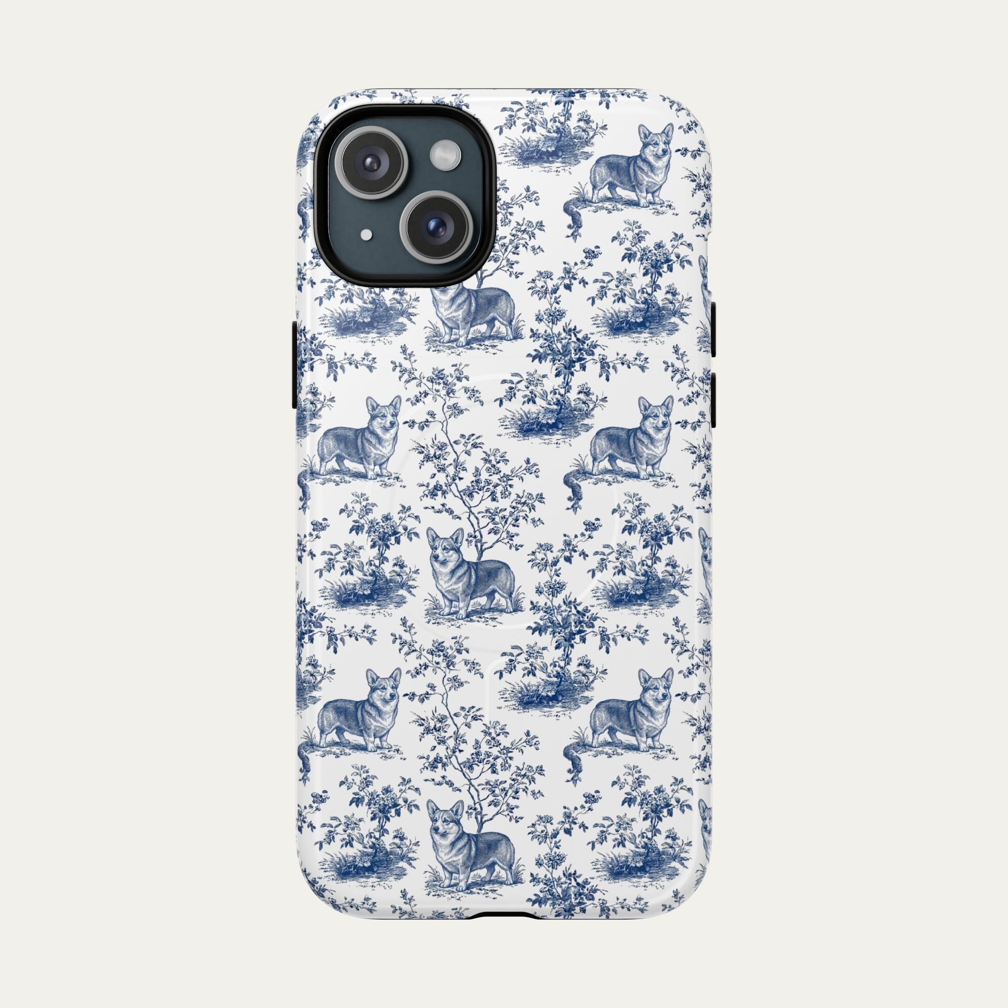 Corgi Blue Toile Phone case