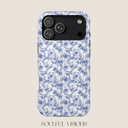 Pomeranian Toile De Jouy Magnetic Phone Case