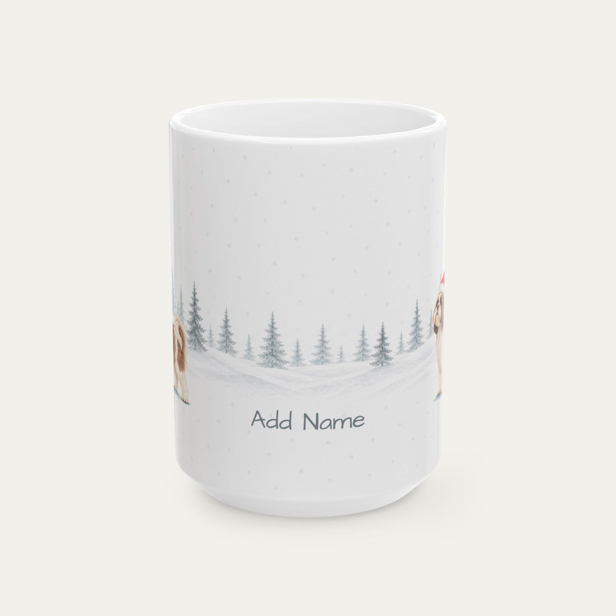 Custom Shih Tzu Liver and White Christmas Santa Hat Mug