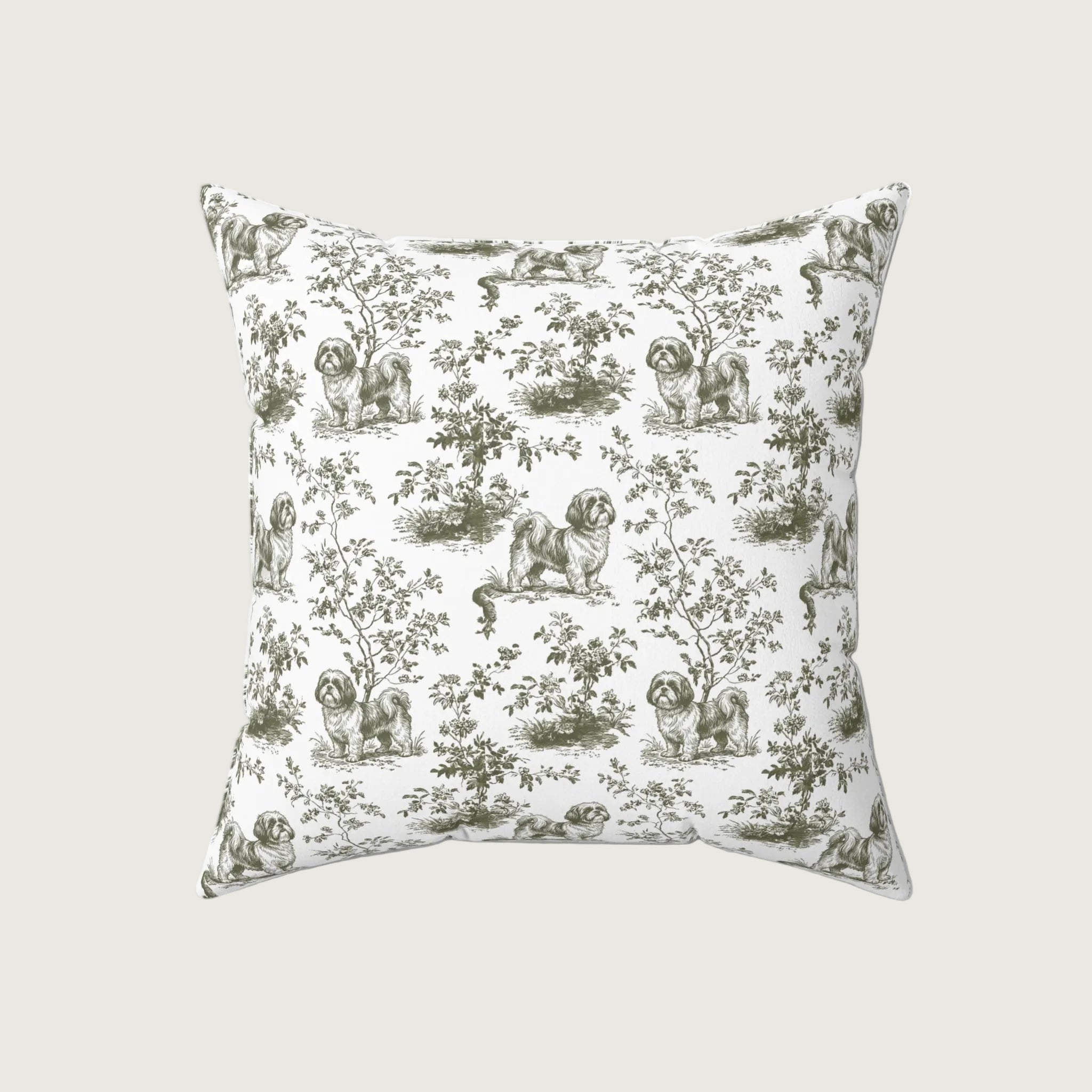 Dog Sage Green French Toile Pillow