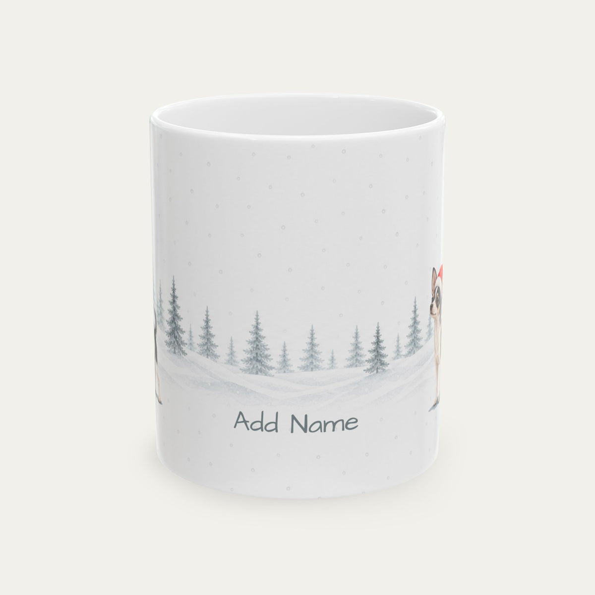 Custom Chihuahua Black and White  Christmas Santa Hat Mug