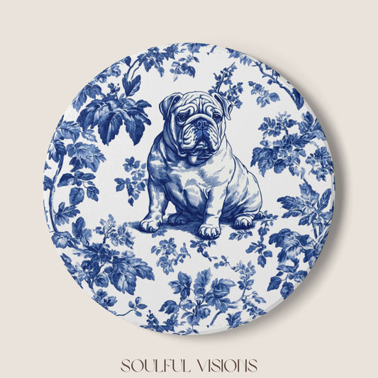 English Bulldog Ceramic Coaster French Toile