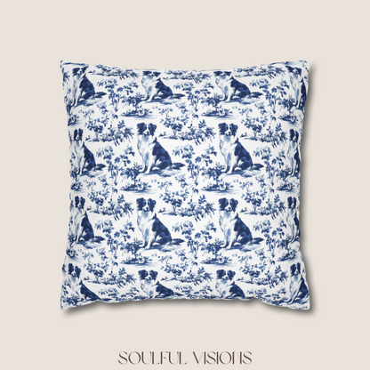 Border Collie Blue French Toile Pillow