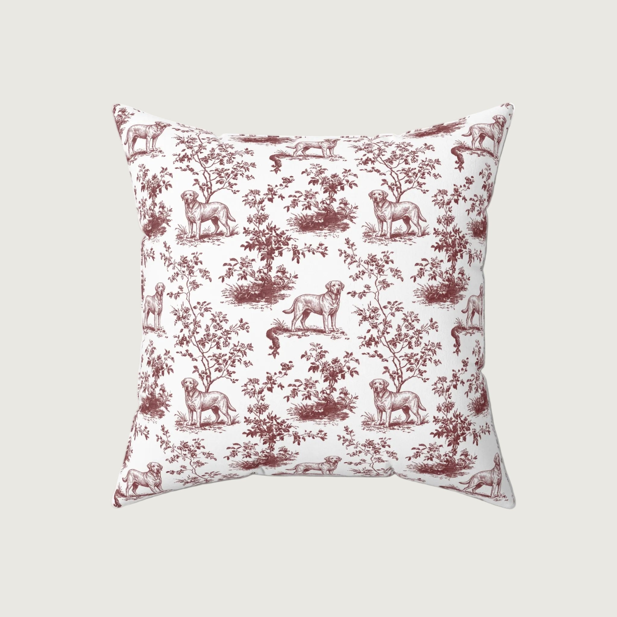 Dog Burgundy French Toile Pillow