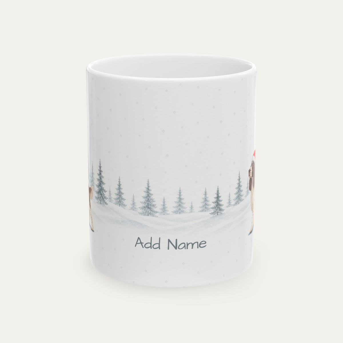 Custom English Springer Spaniel Liver and White Santa Hat Mug