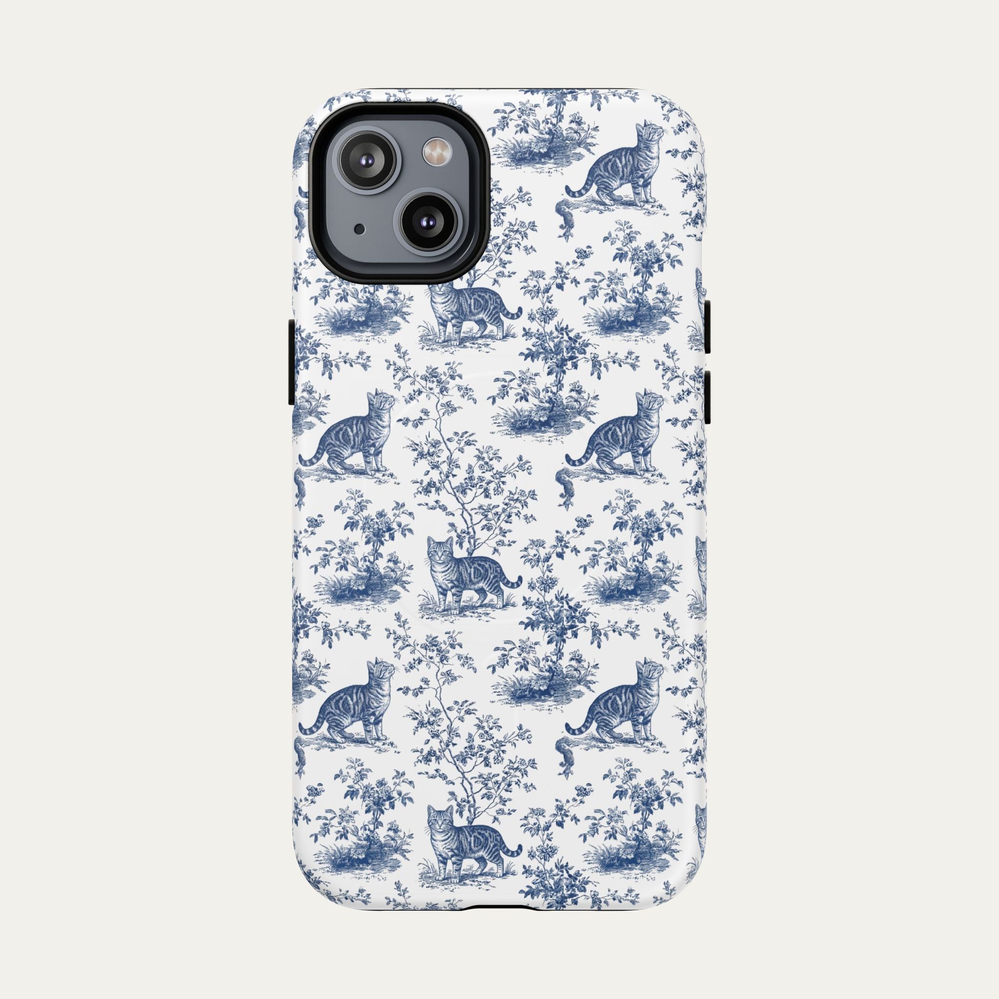Tabby Cat Blue Toile Phone case