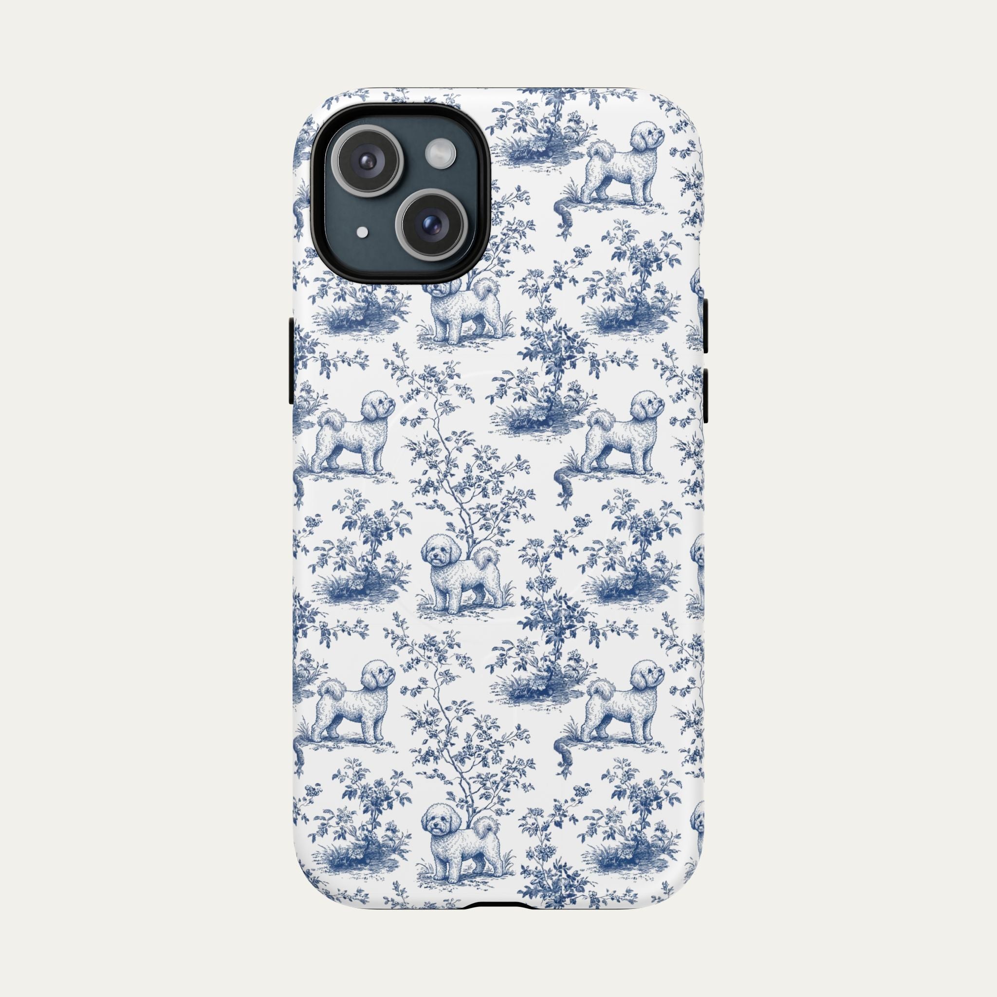 Bichon Frise Blue Toile Phone case