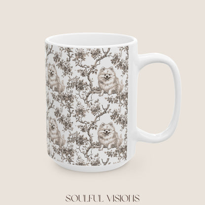Pomeranian Toile De Jouy Mug
