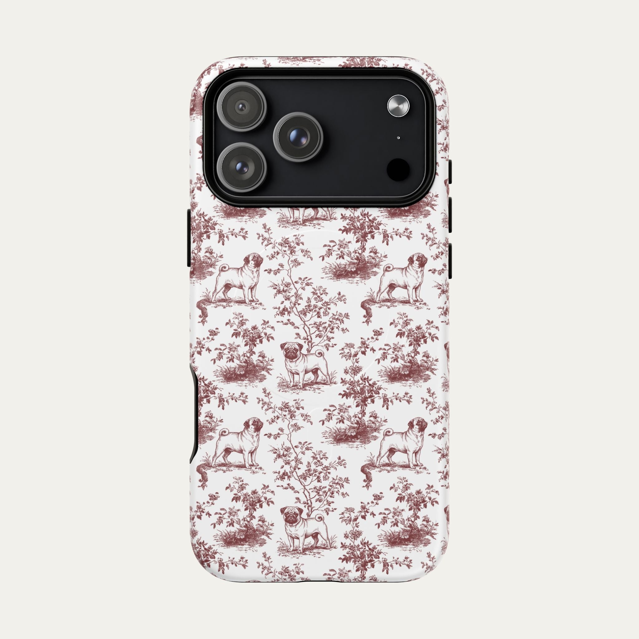 Pug Burgundy Toile phone Case