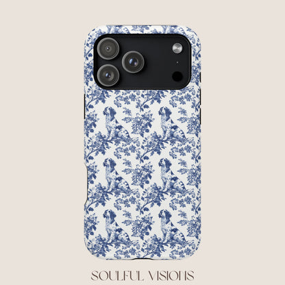 Brittany Spaniel Toile De Jouy Magnetic Phone Case