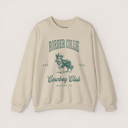 border collie Cowboy Club Sweatshirt - ash with green design
