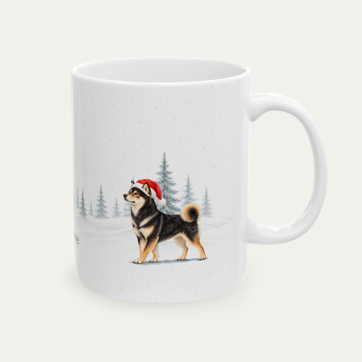 Custom Shiba Inu Black and Tan Christmas Santa Hat Mug