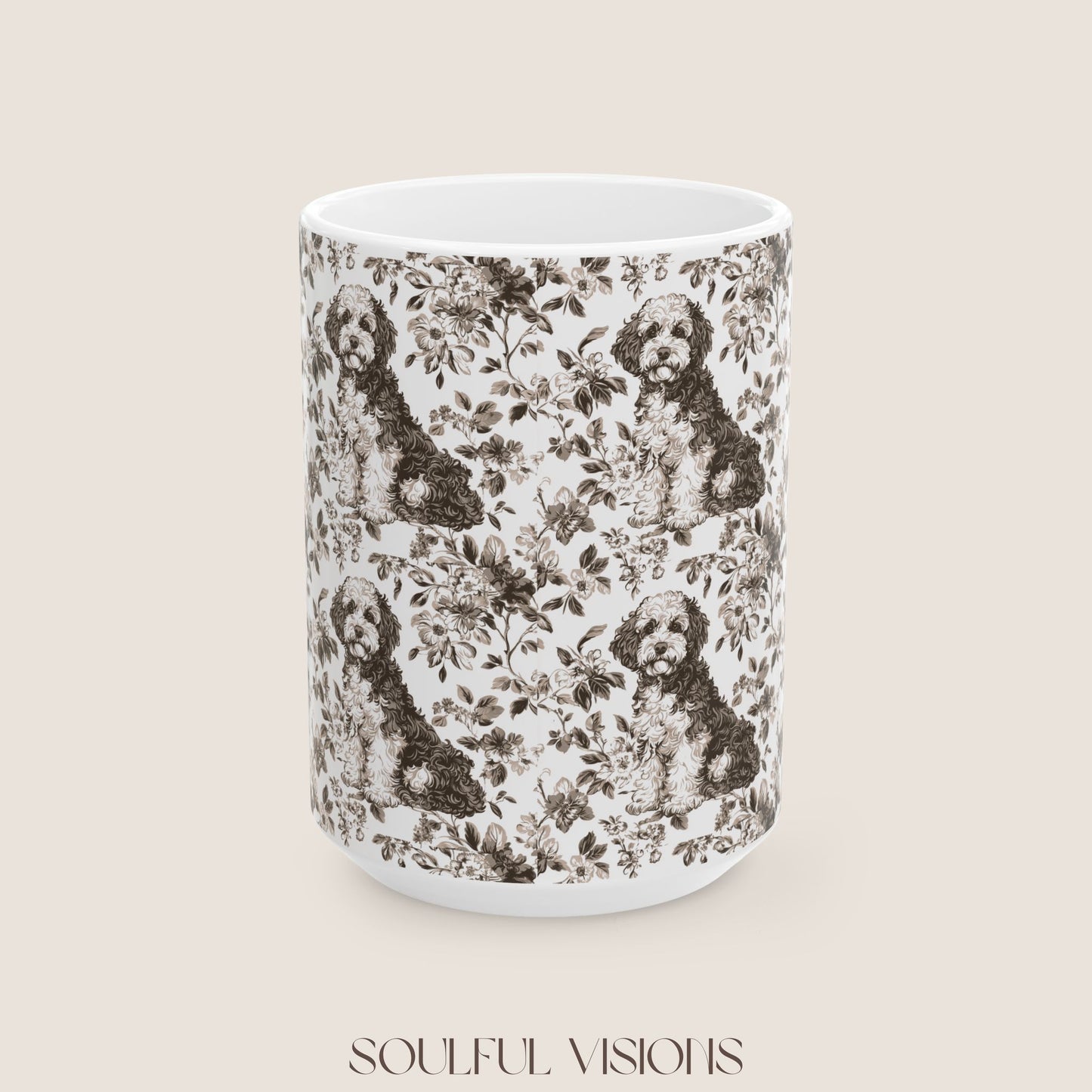 Bernedoodle Toile de Jouy Mug