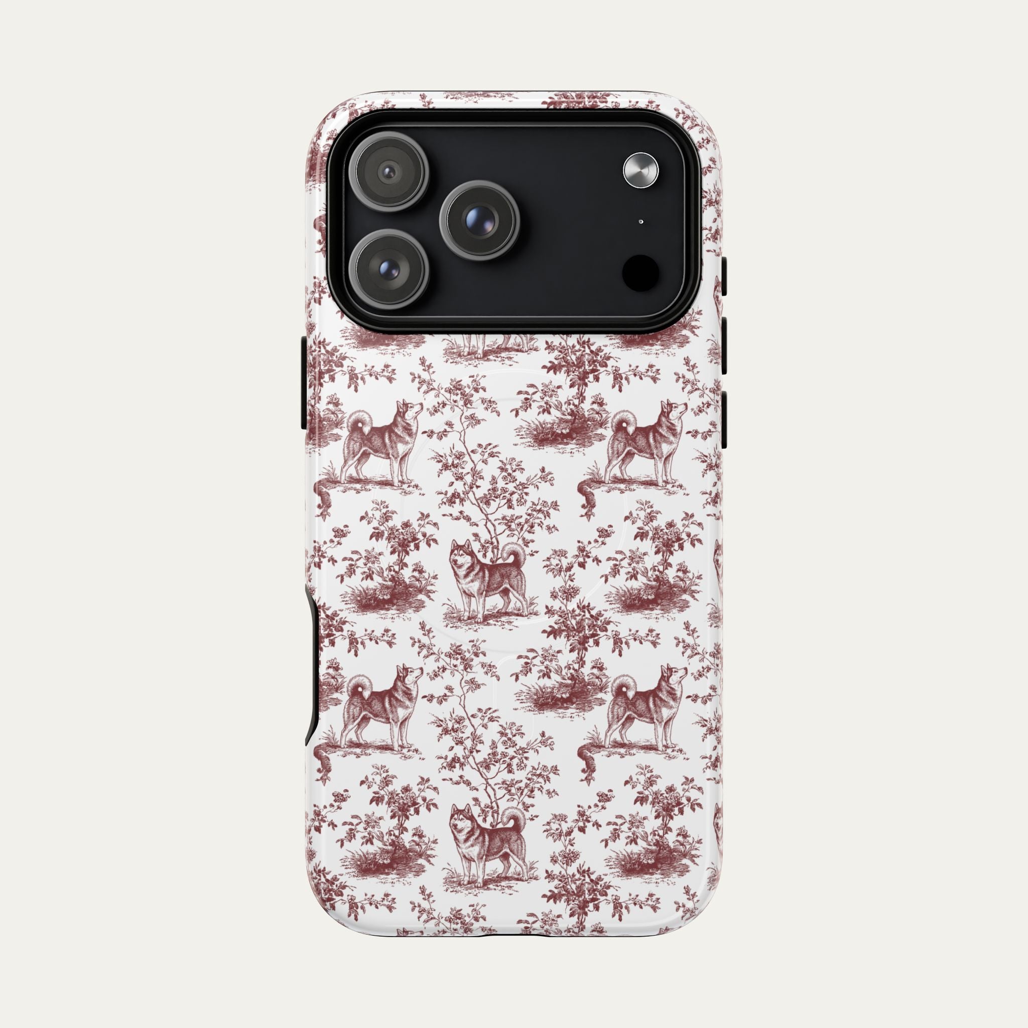 Husky Burgundy Toile phone Case