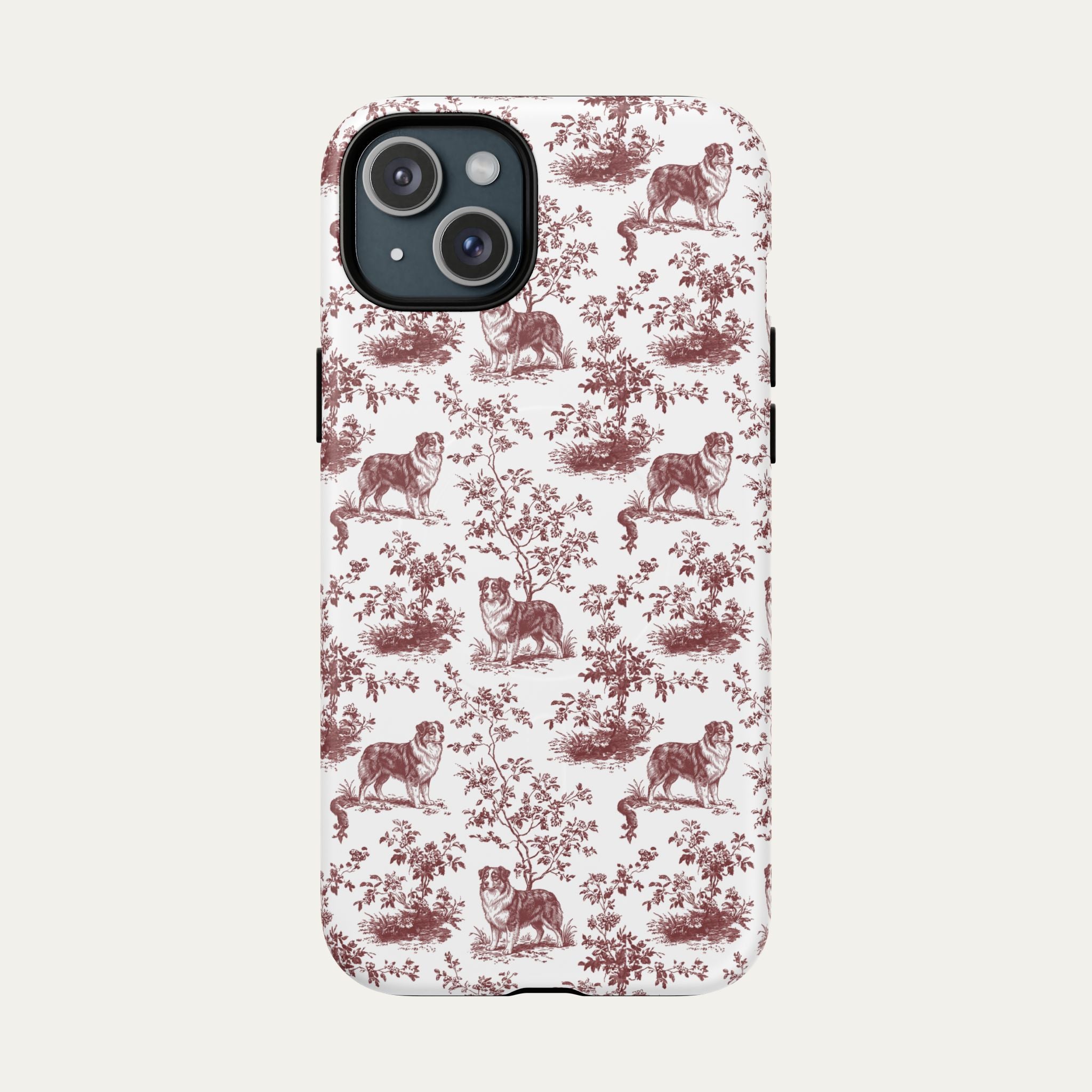 Australian Shepherd Burgundy Toile phone Case