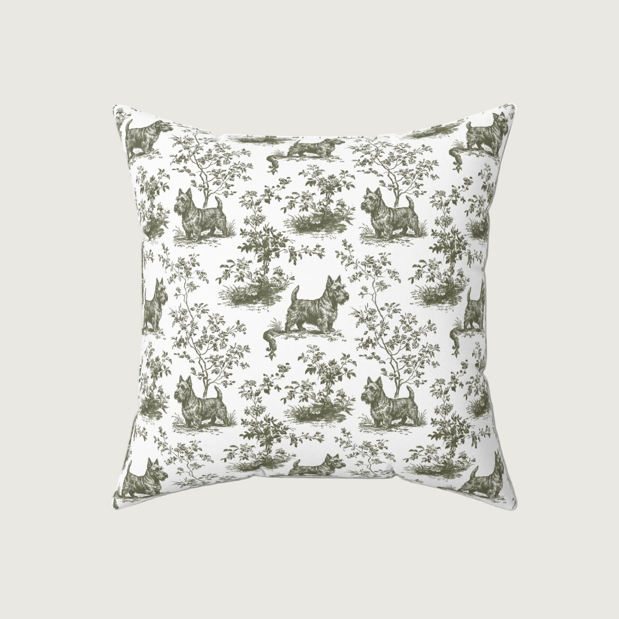 Dog Sage Green French Toile Pillow