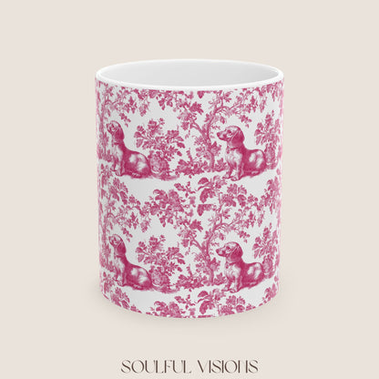 Dachshund French Pink Toile de Jouy Mug