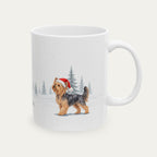 Custom Yorshire Terrier Steel Blue and Golden Tan Christmas Santa Hat Mug