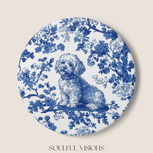 Bichon Frise Ceramic Coaster French Toile