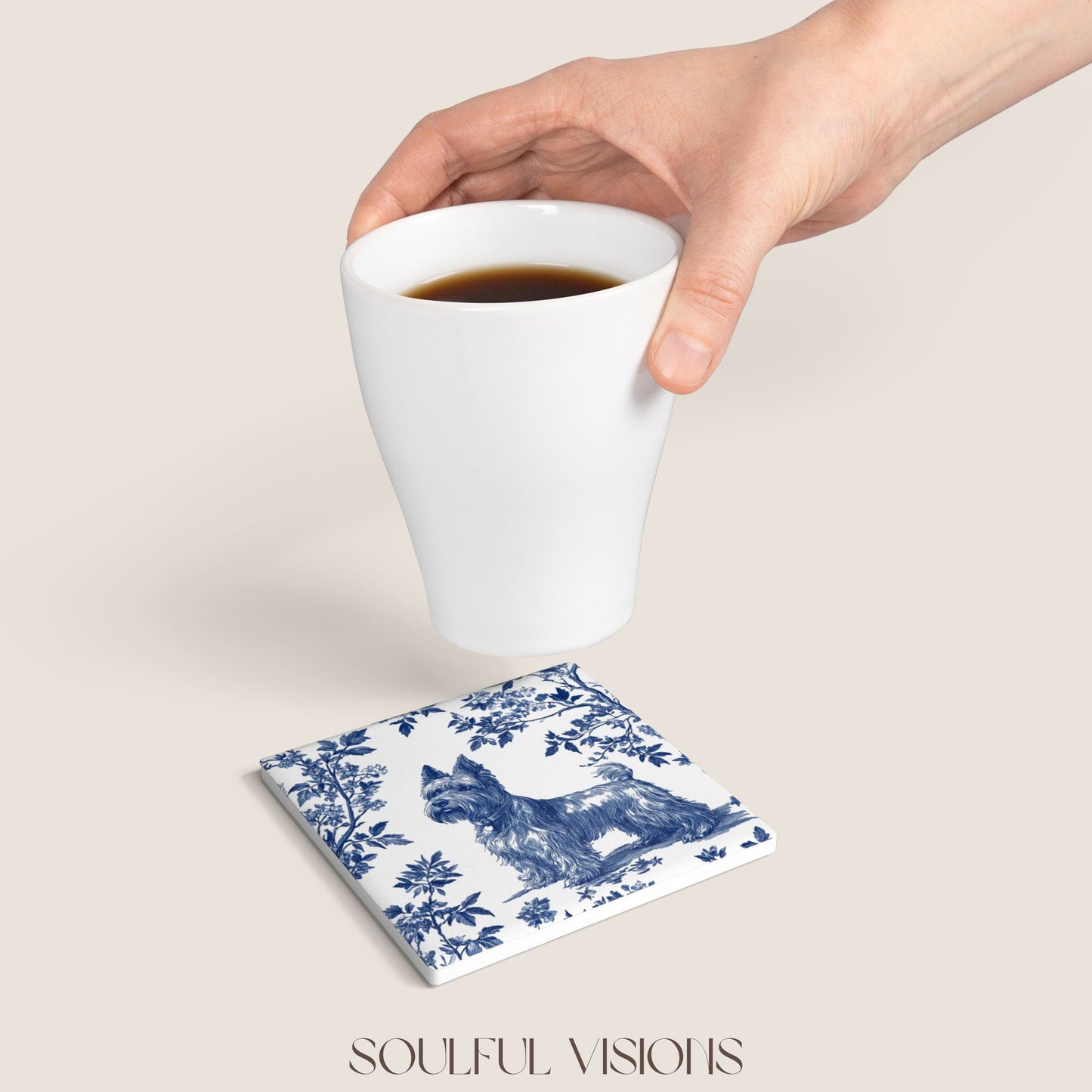 Scottish Terrier Ceramic Coaster French Toile