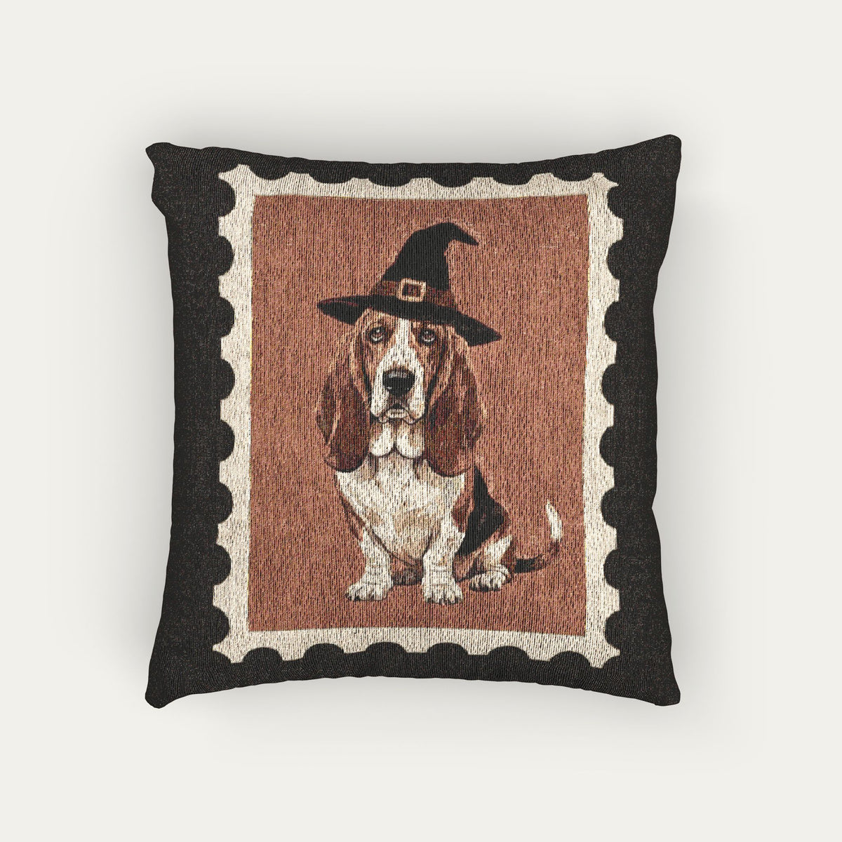 Basset hound Halloween Woven Pillow