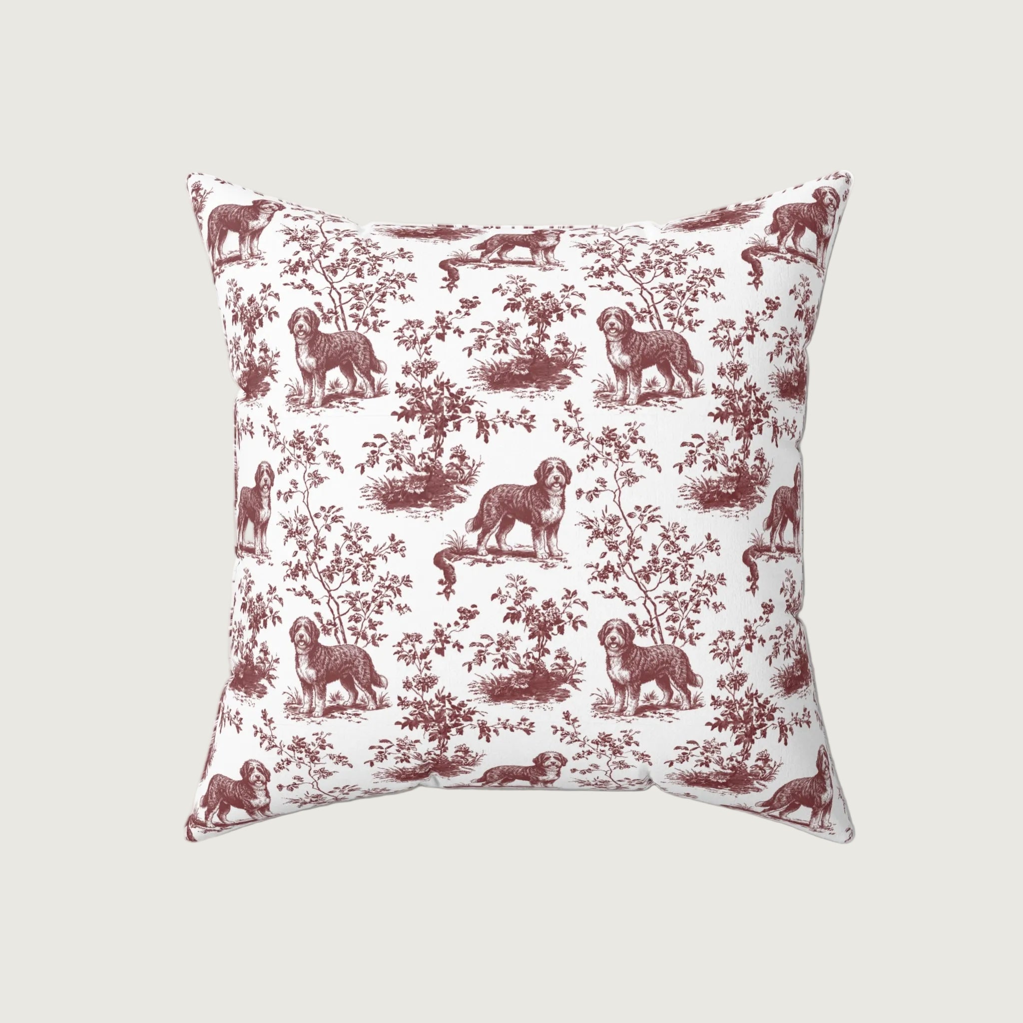 Dog Burgundy French Toile Pillow