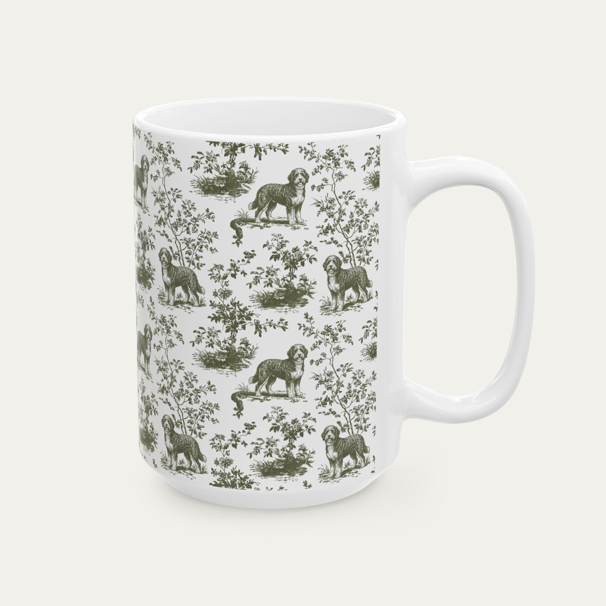 Bernedoodle Sage Green Toile Mug