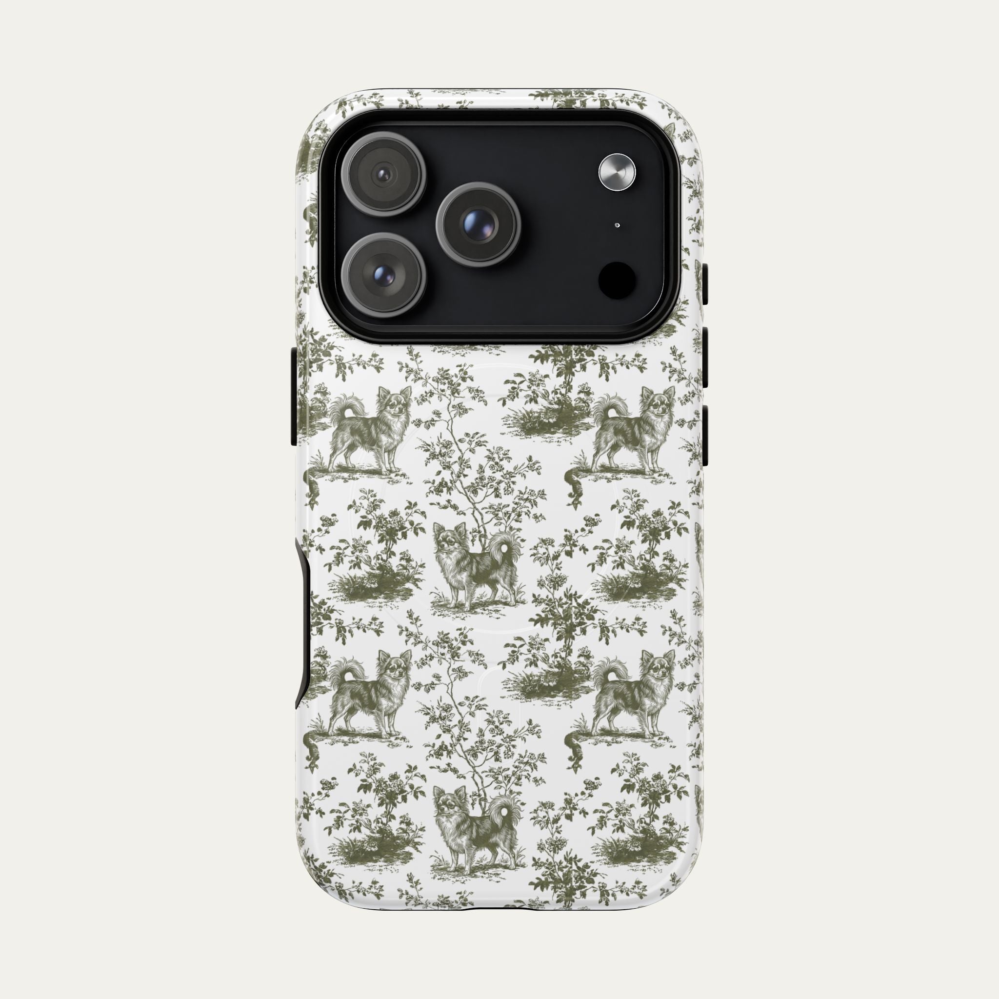 Chihuahua Longhaired Sage Green Toile phone Case