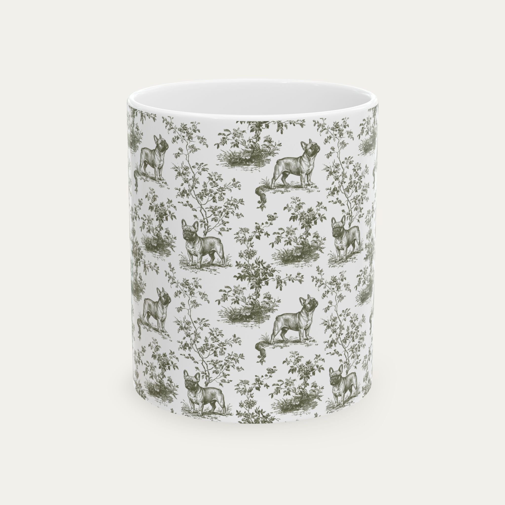 French Bulldog Sage Green Toile Mug
