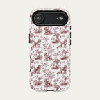 Poodle Burgundy Toile phone Case
