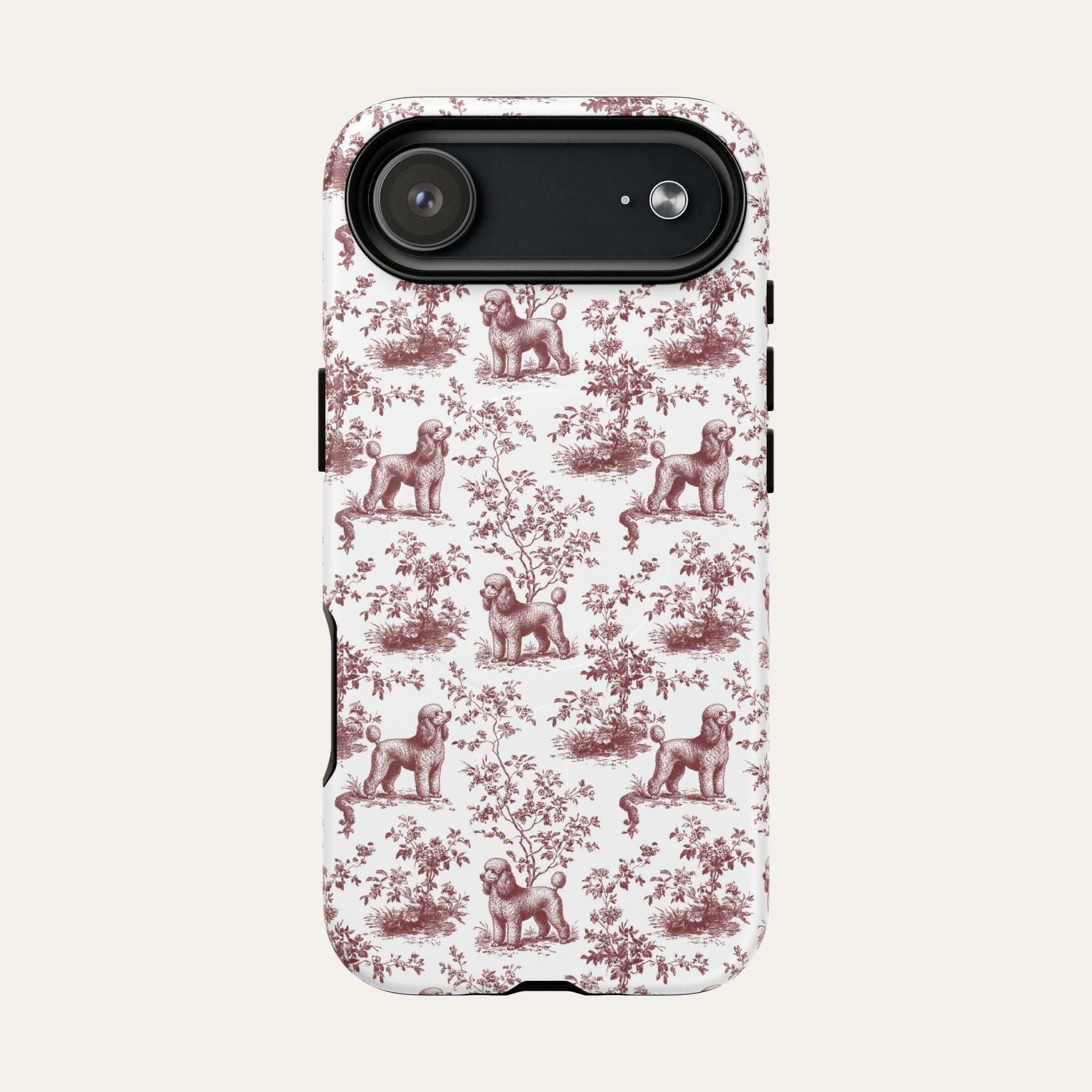 Poodle Burgundy Toile phone Case