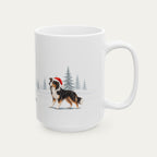 Custom Border Collie Tri Color  Christmas Santa Hat Mug