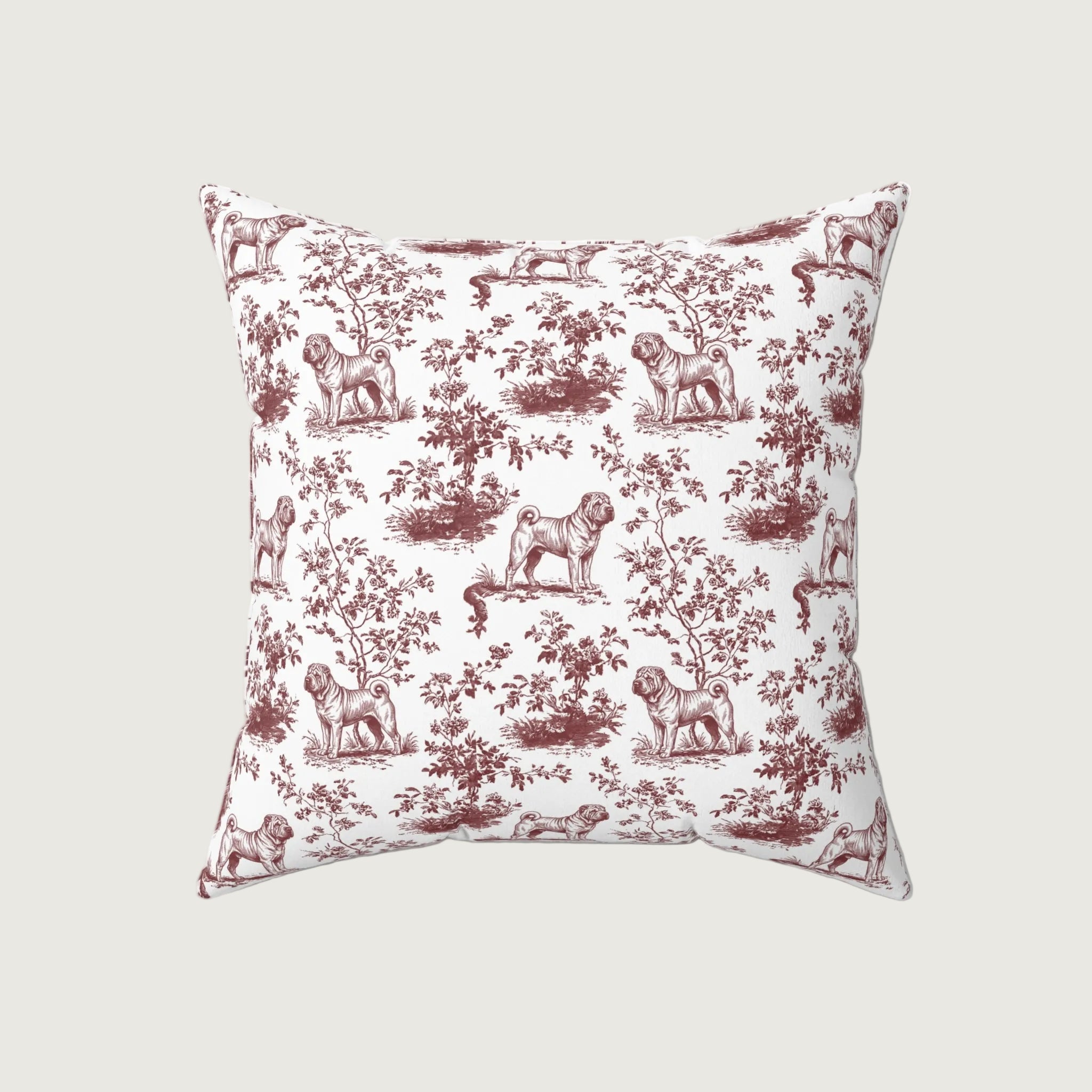 Dog Burgundy French Toile Pillow