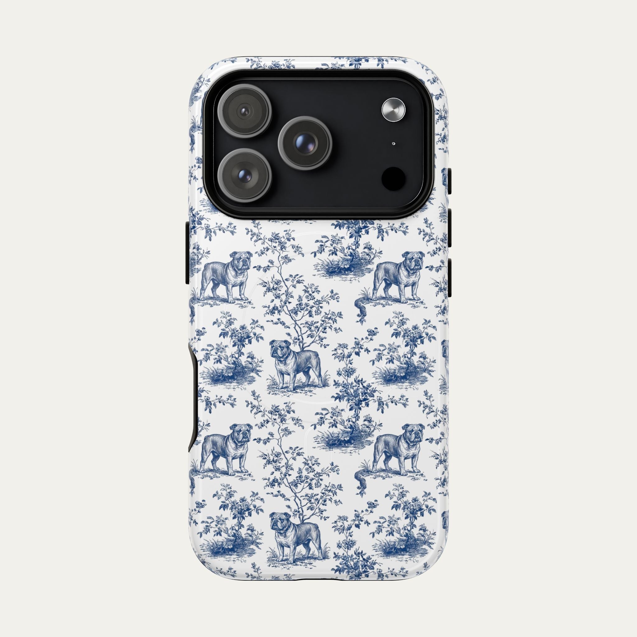 English Bulldog Blue Toile Phone case
