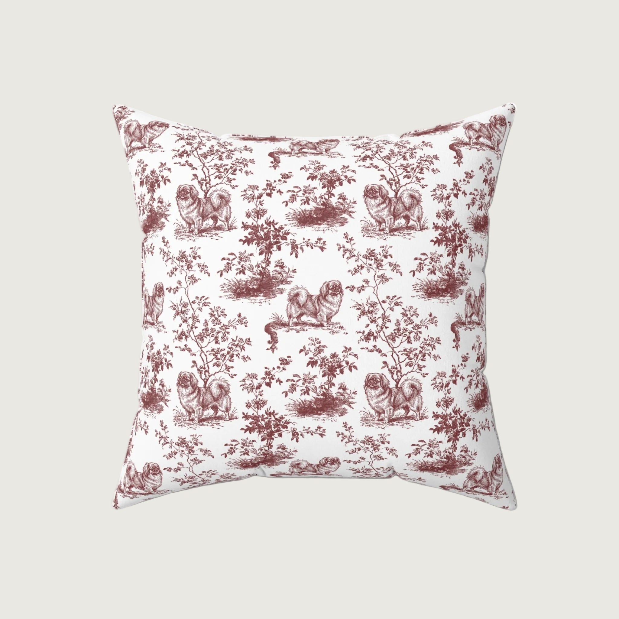 Dog Burgundy French Toile Pillow