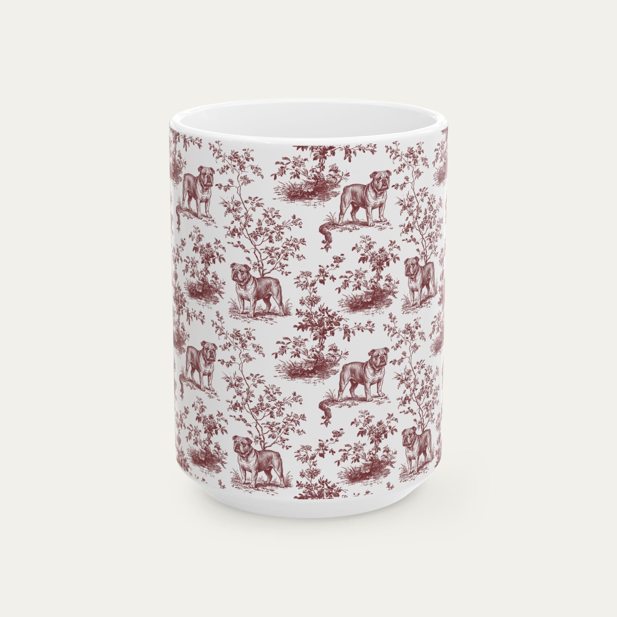 English bulldog Burgundy Toile Mug
