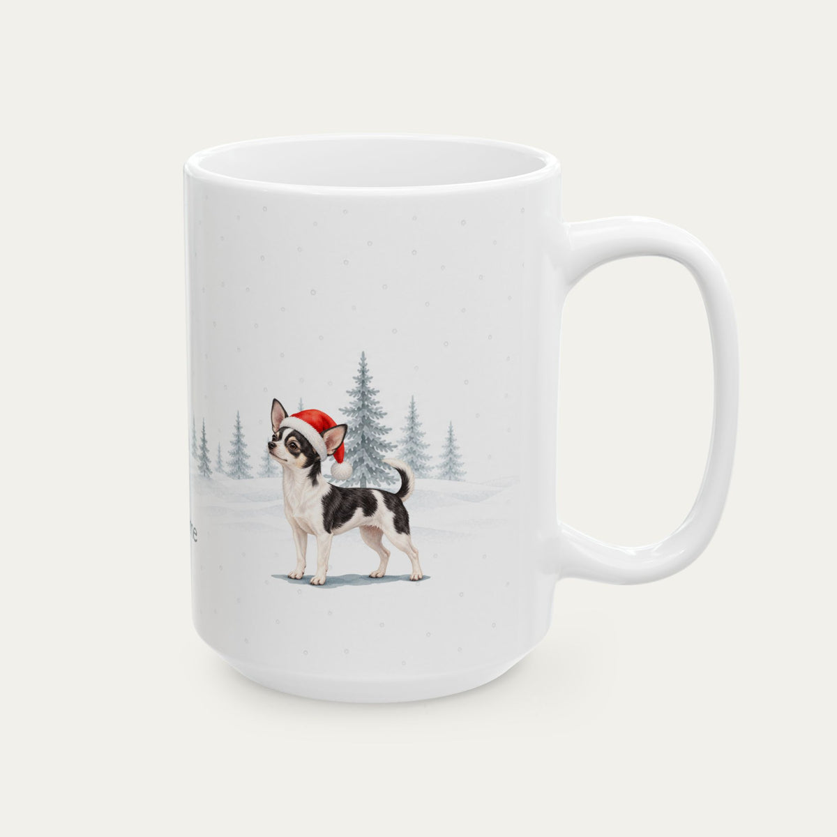 Custom Chihuahua Black and White  Christmas Santa Hat Mug