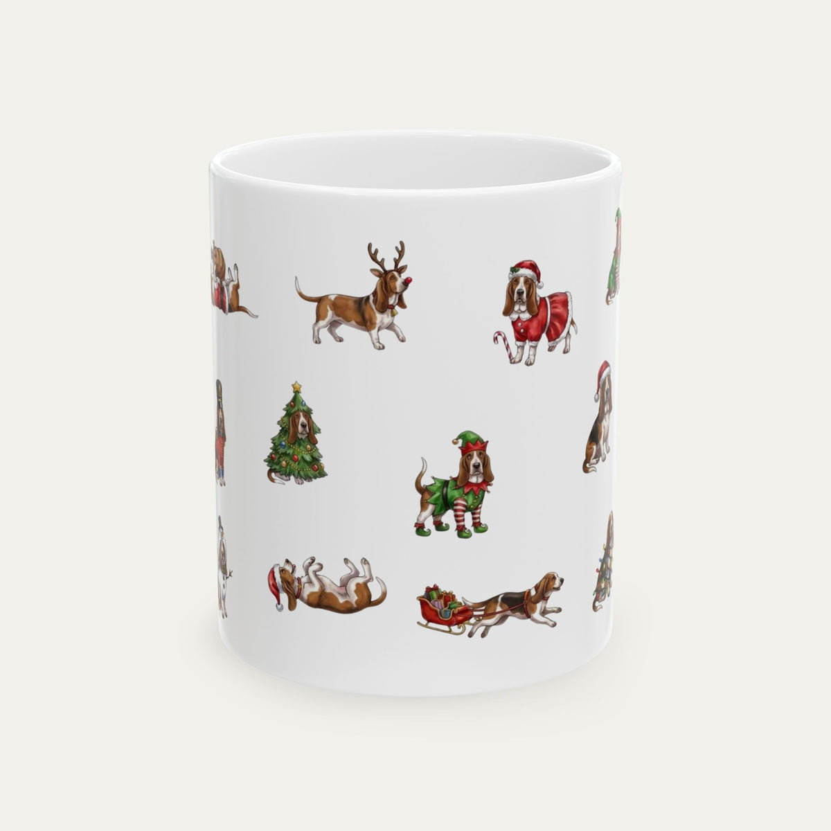 Basset Hound Christmas Mug